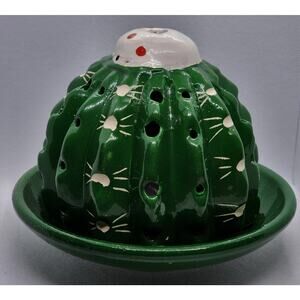 CANDLE HOLDER/VOTIVE-Cactus-Ceramic-Primitive-Unique